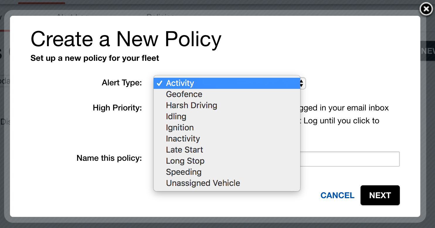 Policy Configuration Screenshot